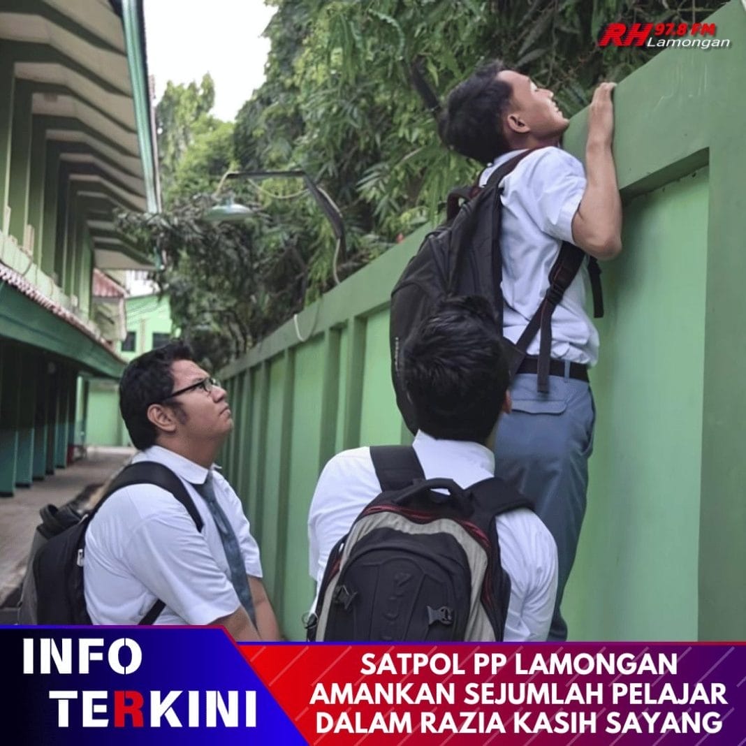 Satpol PP Lamongan Amankan Sejumlah Pelajar Bolos dalam Razia Kasih Sayang